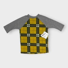 LuLaRoe Kids Sloan Top 4 3-4 Gray/Yellow Plaid NWT 3/4 Sleeve Unisex