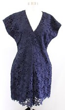 Banana Republic Navy Blue Crochet Lace Floral Dolman Sleeve Dress Sz 10 Cocktail