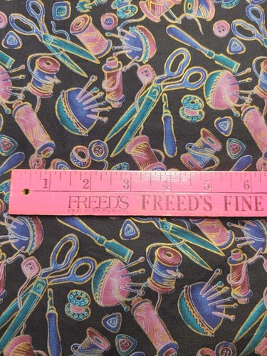 4 Yds.Hoffman International Cotton Fabric Metallic Gold Sewing Notions Black(#89 - Picture 6 of 7