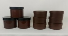 9 Plastic Containers W Lids Storage Crafts Brown 8oz Wide Mouth Cap Free Ship 16
