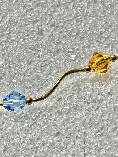 14k Yellow Gold & Swarovski Crystal Station 15” Choker Necklace 4.97 Grams - Picture 4 of 13
