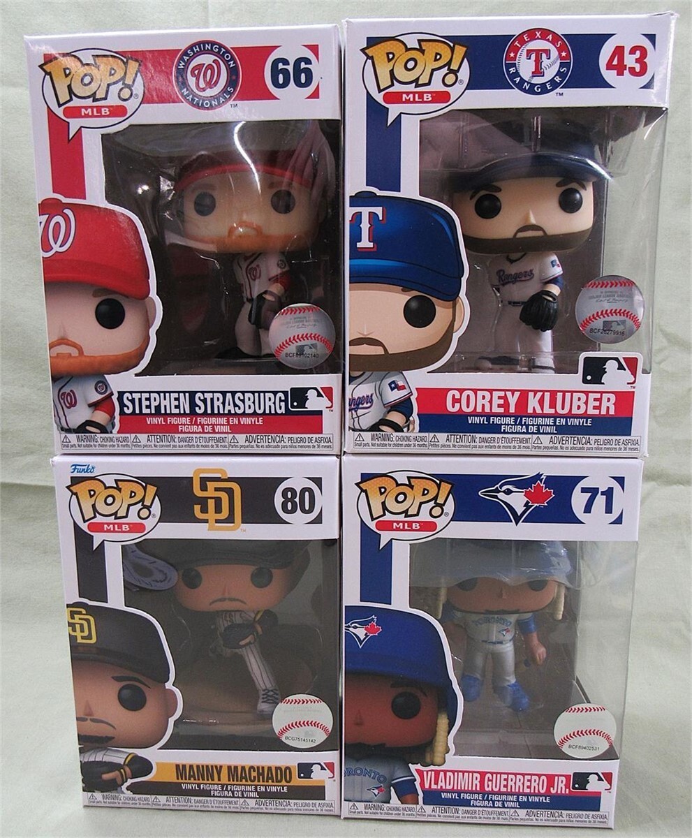 4 Pc 2020 &Amp; 2021 Funko Pop Mlb Vinyl Figures Strasburg Kluber Machado Guerrero J