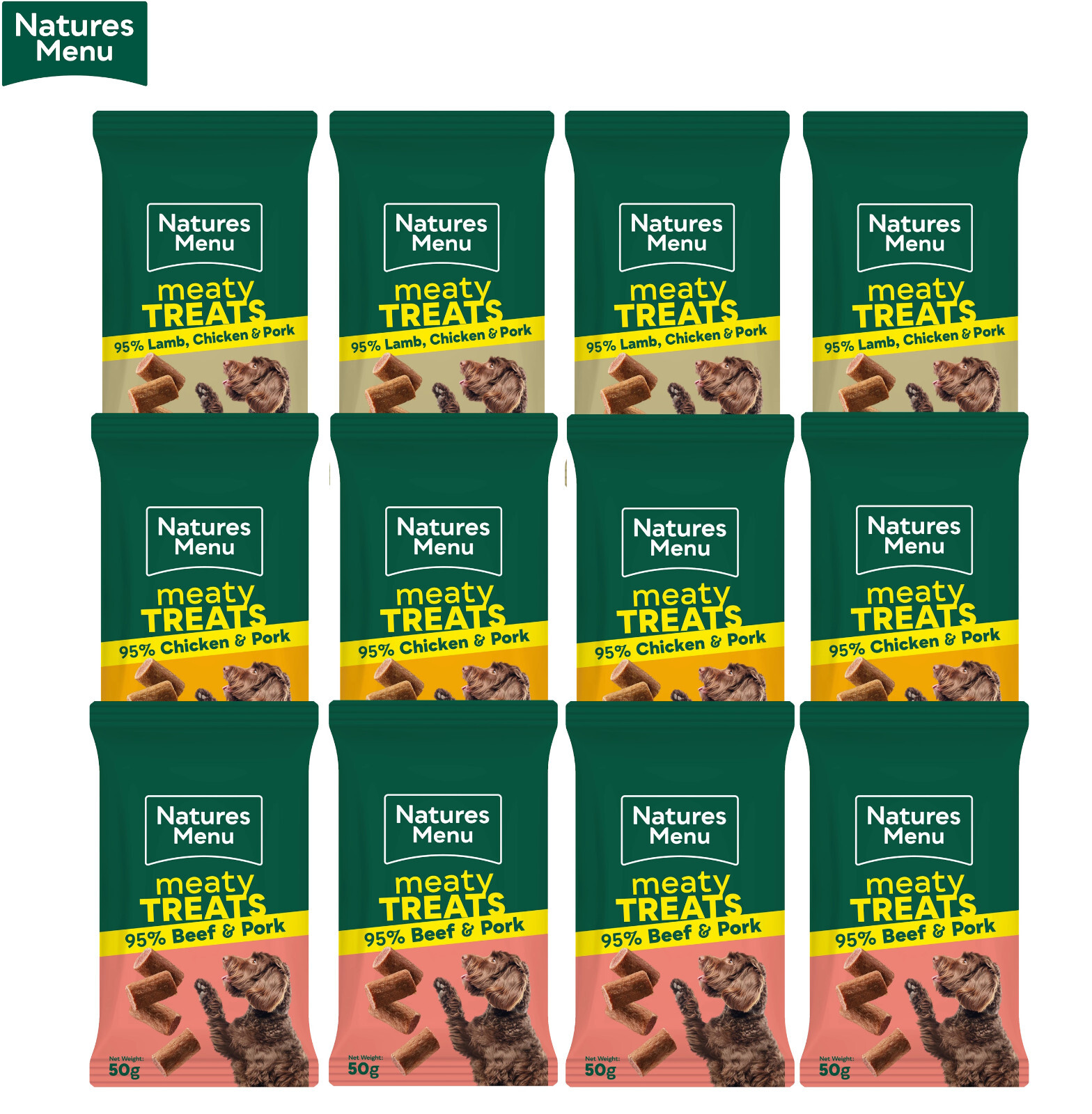 NATURES MENU ORIGINAL MIXED VARIETY REAL MEATY TREATS DOG PUPPY TREATS 50G X12