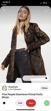 Free People Leopard Print Faux Fur Coat Small