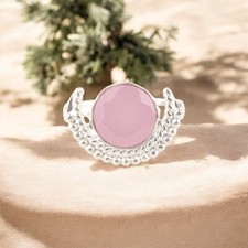 Rose Chalcedony Gemstone 925 Sterling Silver Jewelry Handmade Statement Ring