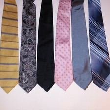 Set of 6 Mens Neck Tie Black Blue Pink Multi Silk