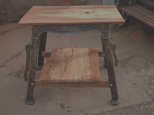 ANTIQUE RUSTIC BESPOKE RECLAIMED CAST IRON AND HARDWOOD TABLE - Picture 3 of 11