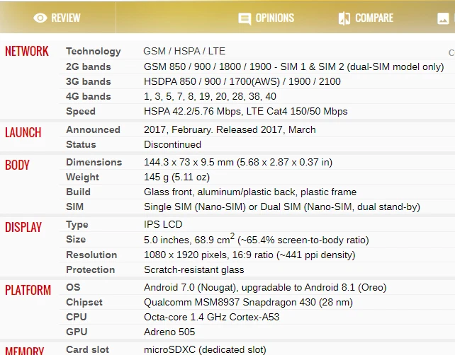 Motorola Moto G5 XT1676 Dual SIM 2GB RAM 16GB ROM Smartphone Original - Image 2 of 3