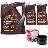MotoröL Set Mannol 5W-30 Api Sn 7 Liter + ÖLfilter FüR Fiat Ducato Bus 120 2.3