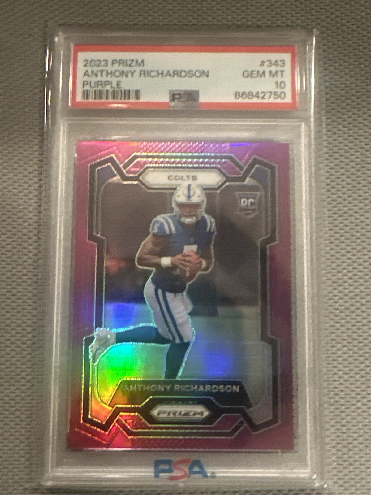 2023 Panini Prizm - Rookies Purple Prizm #343 Anthony Richardson /125 (RC)