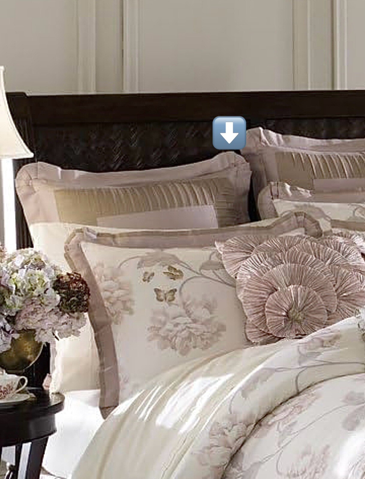 2 Lenox Bedding Butterfly Meadow Euro Shams Taupe Vintage Collection