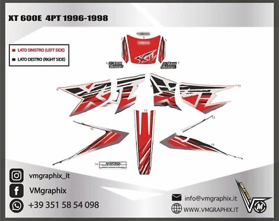 APA ADESIVI XT 600 4PT xt600 4pt 1996 1999 DECALS STICKERS ADHESIVES GRAFICHE