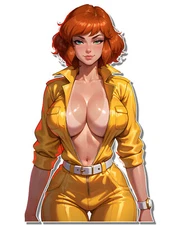 1342 April O'neil Waifu Sticker, Waterproof, Laminated, Pinup