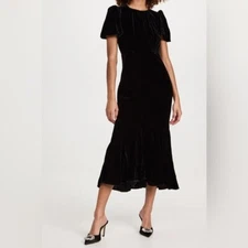 $565 New Rhode Black Arabella Velvet Dress Sz 14