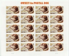 Owney The Postal Dog Sheet of 20 Current Rate Stamps Scott 4547