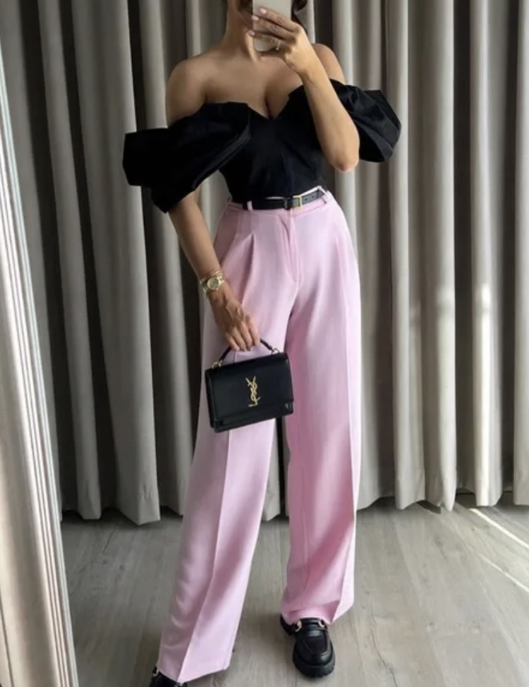 ZARA WOMAN NEW High-waisted PINK WIDE LEG MENSWEAR STYLE ZARA WOMAN NEW High-waisted PINK WIDE LEG MENSWEAR STYLE