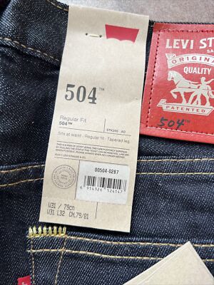 Levis 504 Vintage Regular Straight Fit Blue Denim Jeans Mens Size