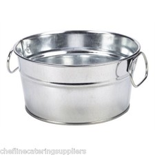 Galvanised Steel, Round Tub 15X8cm, Serving Buckets, Sauce Holder, Chip bucket