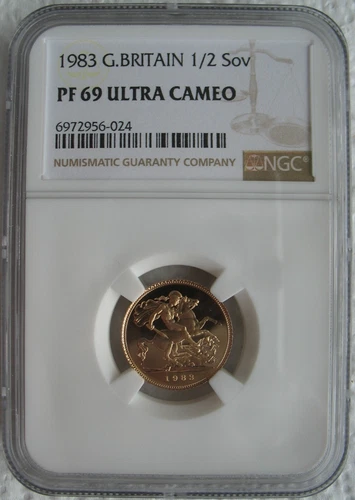 Great Britain 1983 Gold 1/2 Sovereign NGC PF-69 Ult.Cameo