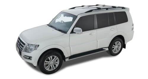 Rhino Pair Stealth Roof Racks MITSUBISHI Pajero Factory Rails 2006 on - Picture 2 of 2