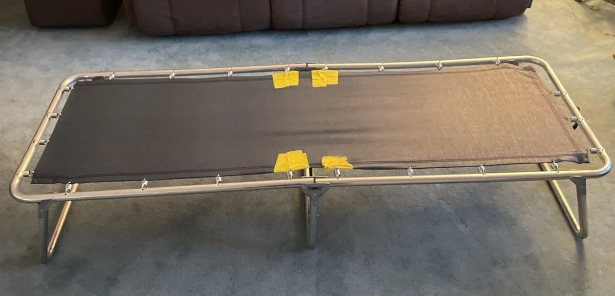Vintage Mid Century Aluminum Outdoor Camping Folding Bed Cot with