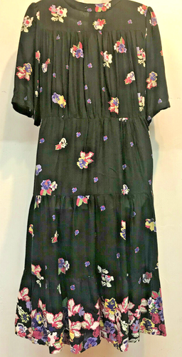 Nwt SACRED THREADS bohemian buttonfront boho tiered rayon DRESS S/M Free shippin - Picture 4 of 6