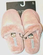 Ellen Tracy Women's Metallic Pink Faux Fur Memory Foam Slip-On Slippers