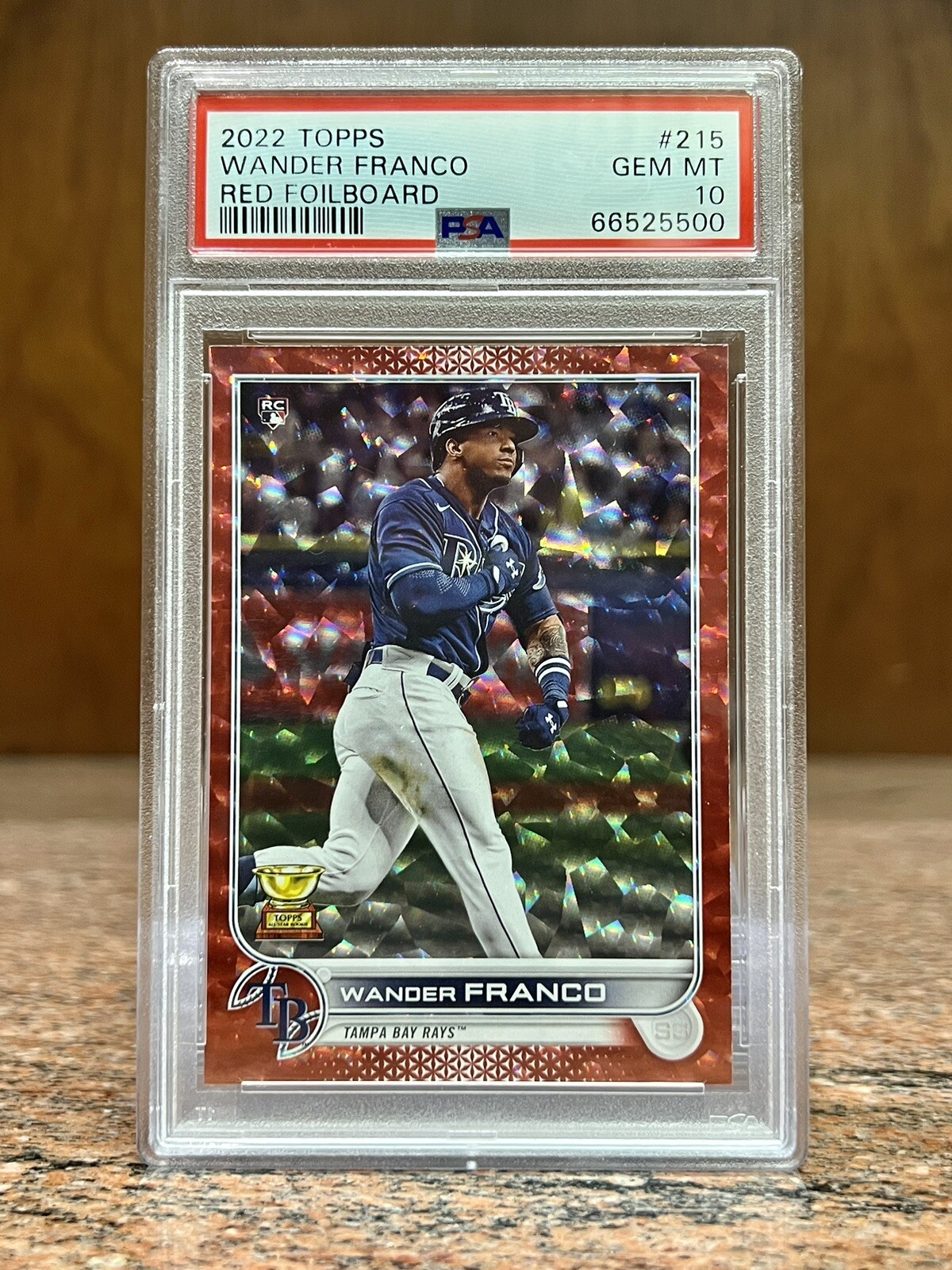 WANDER FRANCO 2022 Topps Series 1 # 215 Rays RED Foilboard Rookie PSA 10 /199