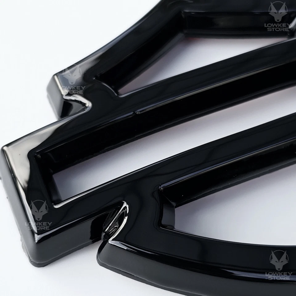 2pcs Harley Davidson Fuel Tank Badges - GLOSS BLACK - Metal Emblem Adhesive Back - image 4 of 4
