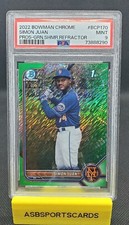 2022 Bowman Chrome Simon Juan 1st RC Green Shimmer Ref #96/99 PSA 9 NY Mets 🆎️