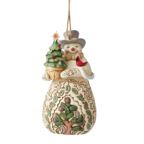 Jim Shore Heartwood Creek White Woodland Snowman Evergreen Hanging Orn 6012691 - Picture 1 of 5