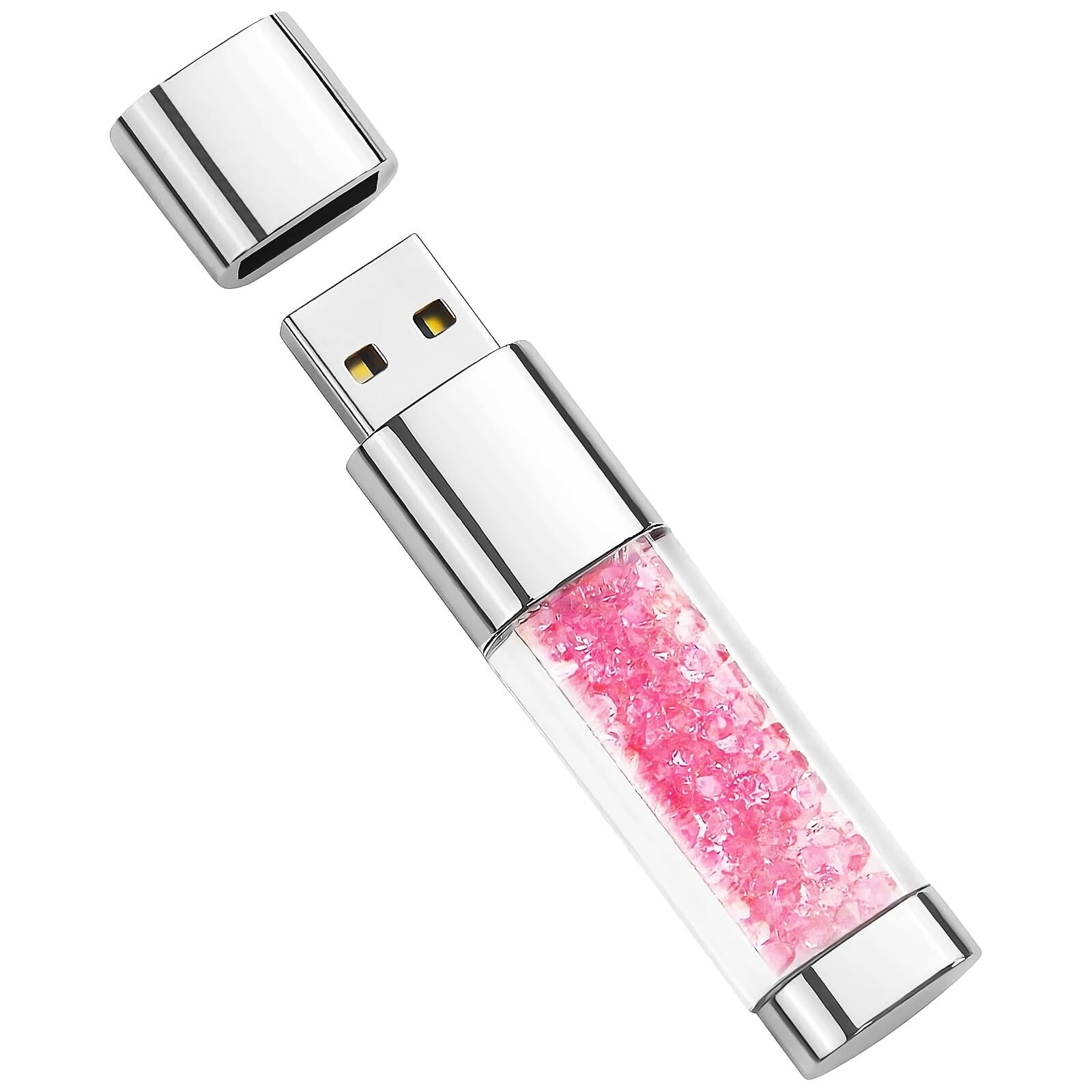 USB Flash Drive 32GB, BorlterClamp Cute Pink Crystal Thumb Drive Novelty Pen ...-image