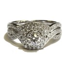 Neil Lane 14k white gold 1.19ct round diamond engagement ring wedding band set — photo 1