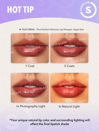 SHEGLAM Pout Perfect Shimmer Lip Plumper Rosa Fenicottero Vacanze Glam Regalo Essenti - Foto 3 di 57