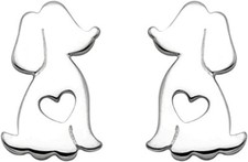 Small Sterling Silver I Love My Puppy Stud Earrings