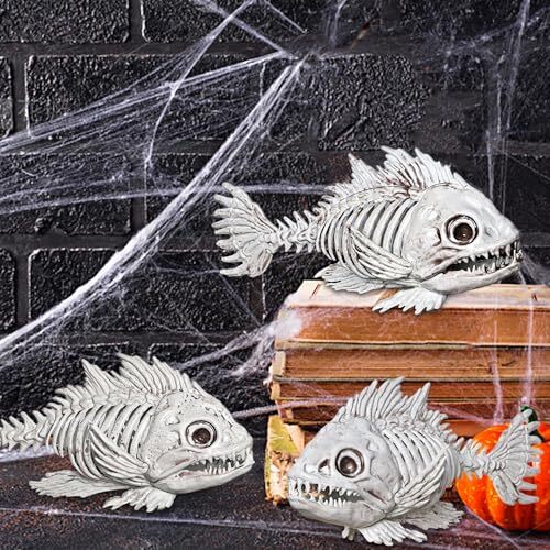 3 Pack Skeleton Fish Halloween Decor, Animals Skeleton Decorations