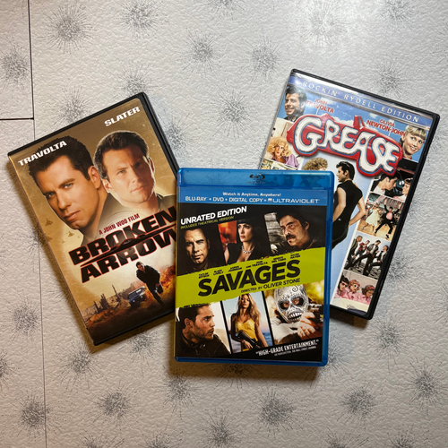 JOHN TRAVOLTA 3 MOVIE BUNDLE DVD Blu-ray Broken Arrow + Grease + Savages 2012
