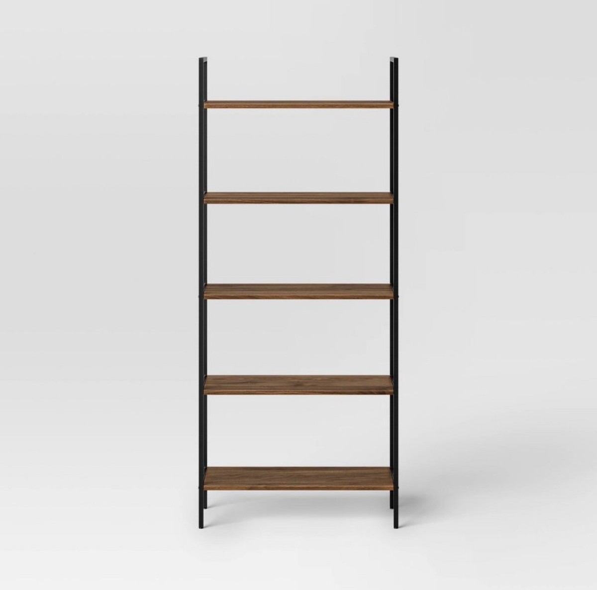 5-Tier Industrial Ladder Shelf - Wall Mounted Bookcase In Black & Gold, 70.8" Tall, Wood & Metal - View #5