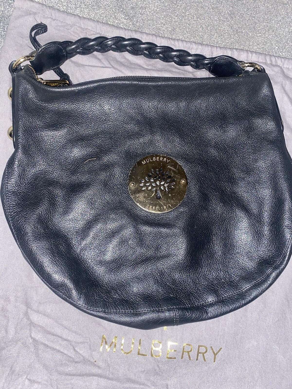 Mulberry Daria Black Grainy Leather Medium Hobo Bag