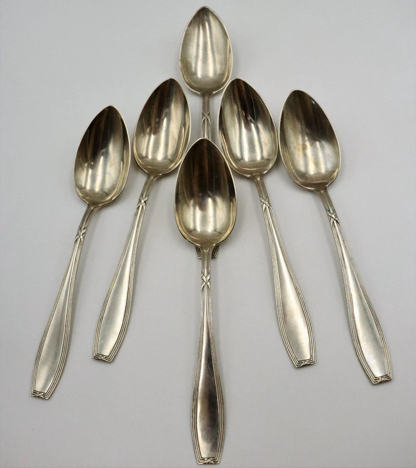 Antik GW Gowe Alpacca Menülöffel 22 cm 6 Stück - Design Kreuzband #V1 - Bild 3 von 4