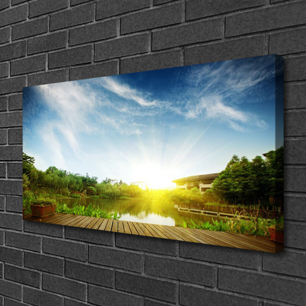 Tableau paysage de lac impression sur toile 100x50 cm pour salon