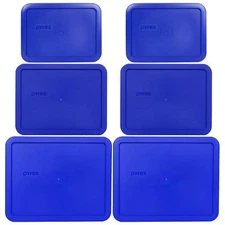 Pyrex 7212-PC 7211-PC 7210-PC Blue Storage Container Lid 6PK New for Glass Dish