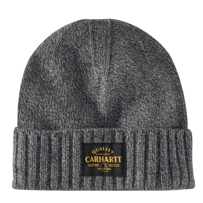 Carhartt Wool Knit Beanie with Quality Patch in Shadow Weather Oak Marl