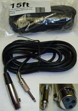 15ft XLR~1/4"Mono Microphone/Mic/PA Audio Cable/Cord/Wire 3pin~6.35mm TS 10ft