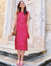 Boden Pink Raspberry Polka Dot Camille Midi Dress Vintage Prep Size 6R