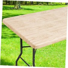 Rectangle Picnic Tablecloth, Waterproof Elastic 48" x 30" Rectangular Beige