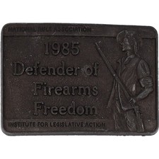 Nra National Rifle Assn Vote Gun Rights Western Militia 80s Vintage Belt Buckle