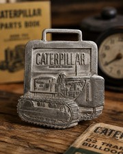 Vintage Caterpillar Bulldozer Advertising Watch Fob Peoria IL Silver Nice