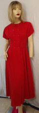 VINTAGE David Warren New York Red Short Sleeve Long Dress Size 12‎