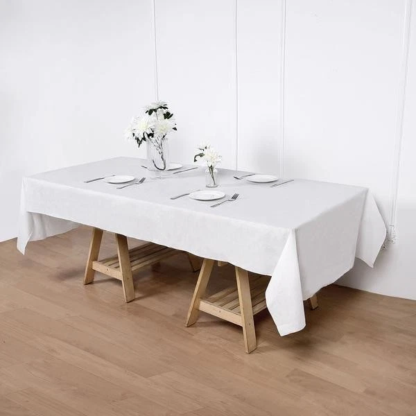 50" x 108" White Rectangular Disposable Airlaid Paper Tablecloth Party Supplies - Image 4 of 4